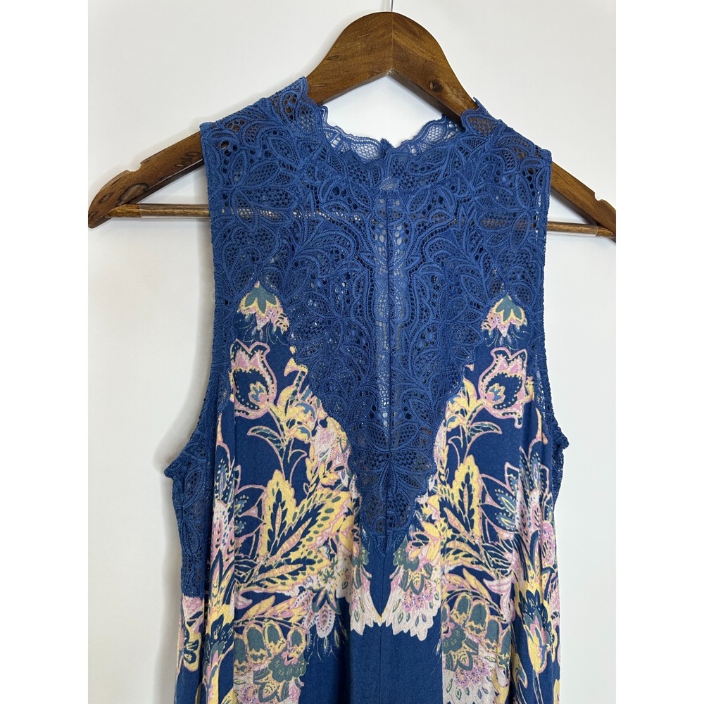 Intimately Free People Marsha Lace Slip Dress Blue Floral Mini Small Unlined - Picture 6 of 13